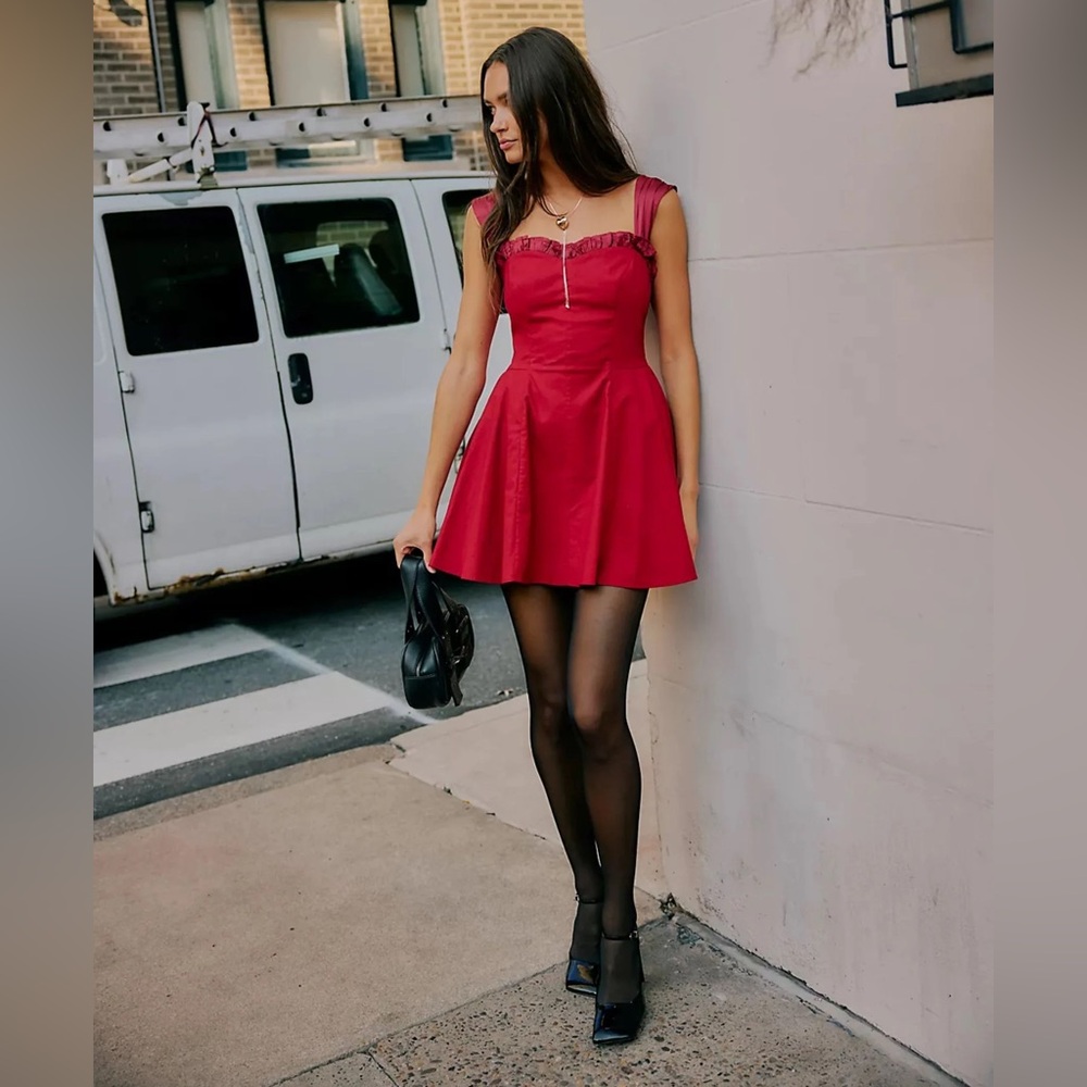 FREE PEOPLE Midnight Magic Mini Dress NWT Red